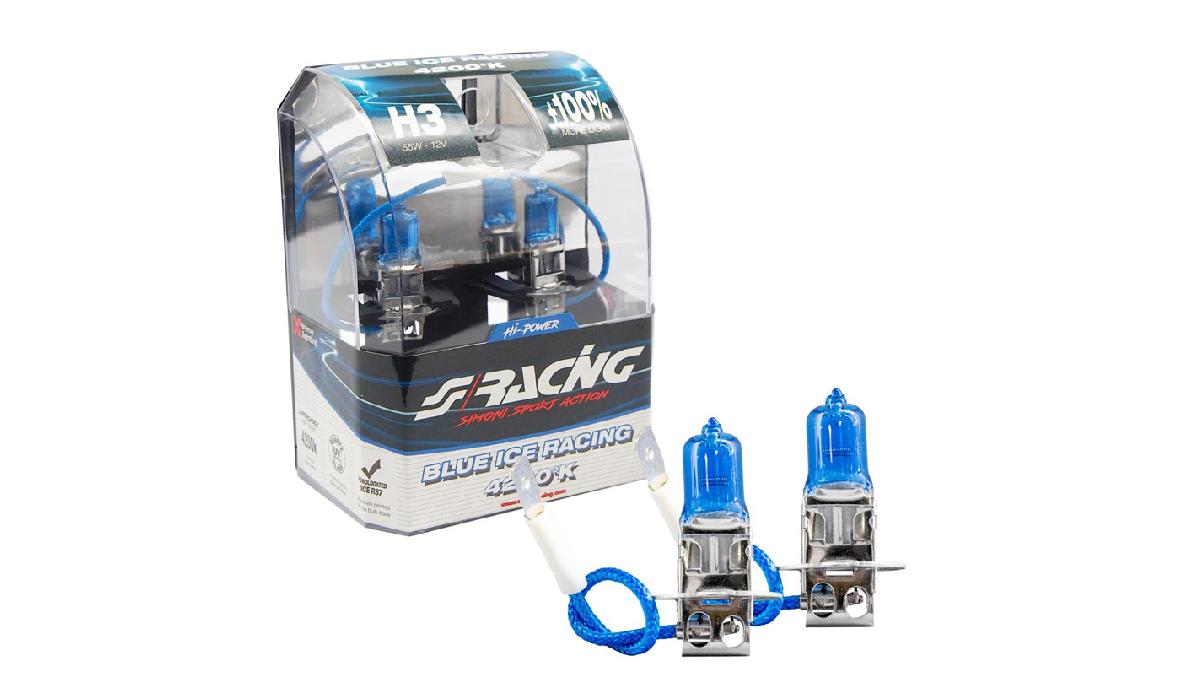 Simoni+Racing+Ampoules+Halog%C3%A8ne+%27Blue+Ice+Racing%27+H3+%284200K%29+12V%2F55W%2C+set+de+2+pi%C3%A8ces+ECE-R37